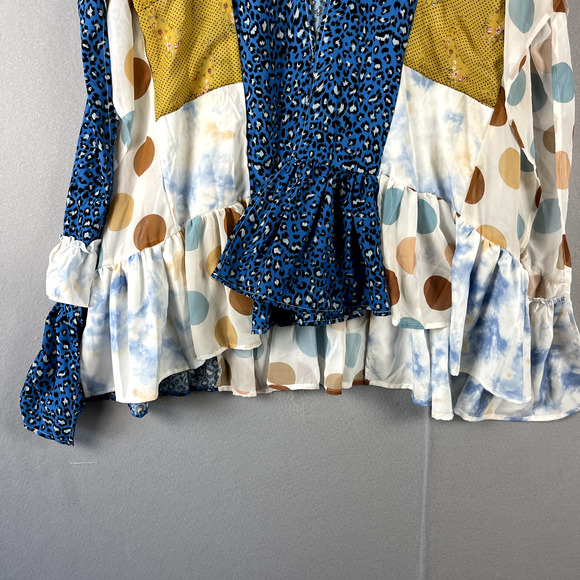 A Rare Bird Poncho Cardigan Womens One Size Ruffle Polka Dot Boho Artsy NEW* - Picture 3 of 14